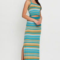 Stripe Knit Top Halter Crop
