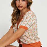 Print Knit Top Short Sleeve