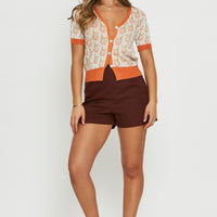 Print Knit Top Short Sleeve