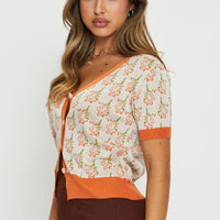 Print Knit Top Short Sleeve