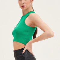 Green Knit Top Sleeveless Crop