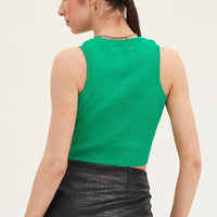 Green Knit Top Sleeveless Crop