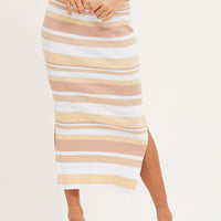 Stripe Knit Top Sleeveless Crop Round Neck