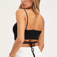Black Knit Wrap Cami