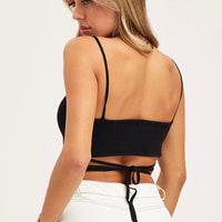 Black Knit Wrap Cami