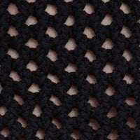 Black Knit Top Long Sleeve Openwork Cropped
