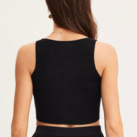 Black Knit Top Sleeveless Crop