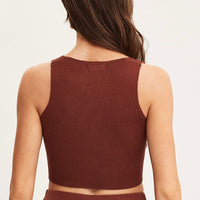Brown Knit Top Sleeveless Crop