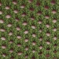 Green Knit Top Long Sleeve Openwork Cropped