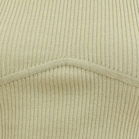 Green Knit Top Sleeveless Crop Round Neck