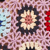 Multi Crochet Top Crop Square Neck