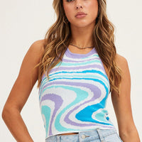 Print Marble Knit Top
