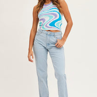 Print Marble Knit Top