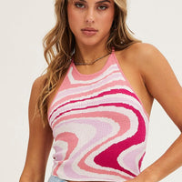Print Marble Knit Top