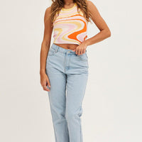 Print Marble Knit Top