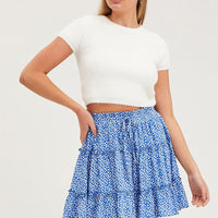 White Knit Top Short Sleeve Round Neck Fluffy