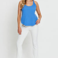 Blue Knit Top V-Neck