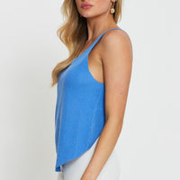 Blue Knit Top V-Neck