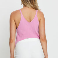 Pink Knit Top V-Neck