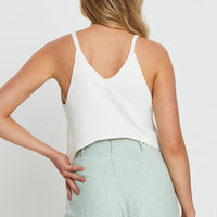 White Knit Top V-Neck