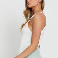 White Knit Top V-Neck