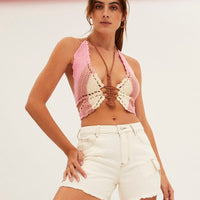 Multi Butterfly Knit Top Backless