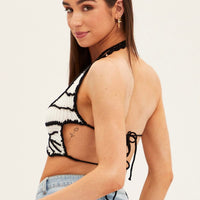 White Butterfly Knit Top Backless