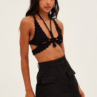 Black Butterfly Knit Top Backless