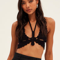 Black Butterfly Knit Top Backless