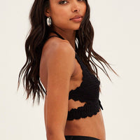 Black Butterfly Knit Top Backless
