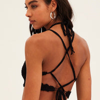 Black Butterfly Knit Top Backless