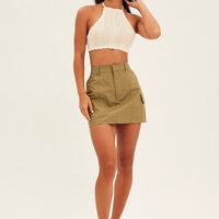 White Crochet Halter Neck Top