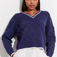 Blue Sweater Long sleeve V neck