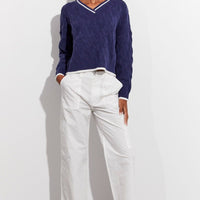Blue Sweater Long sleeve V neck