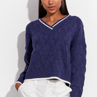 Blue Sweater Long sleeve V neck