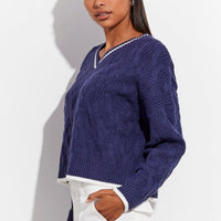 Blue Sweater Long sleeve V neck