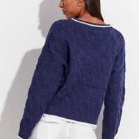 Blue Sweater Long sleeve V neck