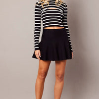 White Stripe Knit Top Long Sleeve Shrug and Cami Set