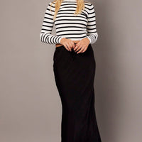 White Stripe Knit Top Long Sleeve