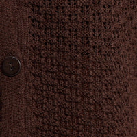 Brown Crochet Knit Top Collared