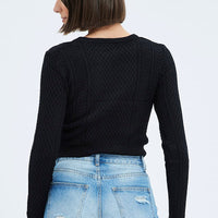 Black Cable Knit Shrug And Singlet Top Long Sleeve