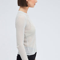 Grey Knit Top Long Sleeve Crew Neck