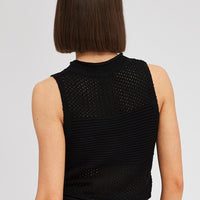 Black Crochet Knit Tank Top