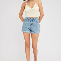 Beige Crochet Singlet Top V Neck