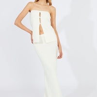 White Knit Bandeau Top Longline