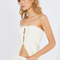 White Knit Bandeau Top Longline