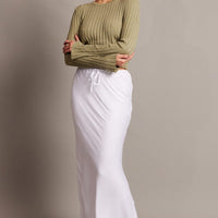 Green Crop Jumper Boat Neck Long Sleeve