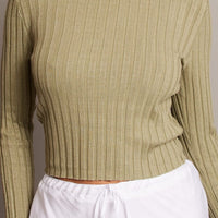 Green Crop Jumper Boat Neck Long Sleeve