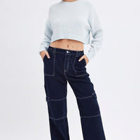 Blue Knit Jumper Long Sleeve Cotton