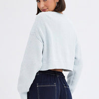 Blue Knit Jumper Long Sleeve Cotton